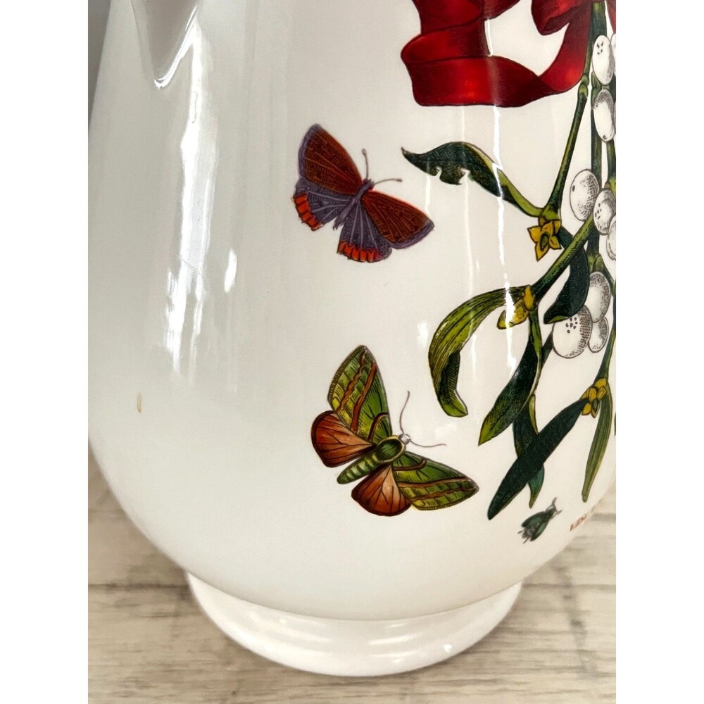 Vtg HTF Portmeirion Pitcher Viscum Album Mistletoe Butterfly 64oz Christmas Jug - Picture 4 of 12